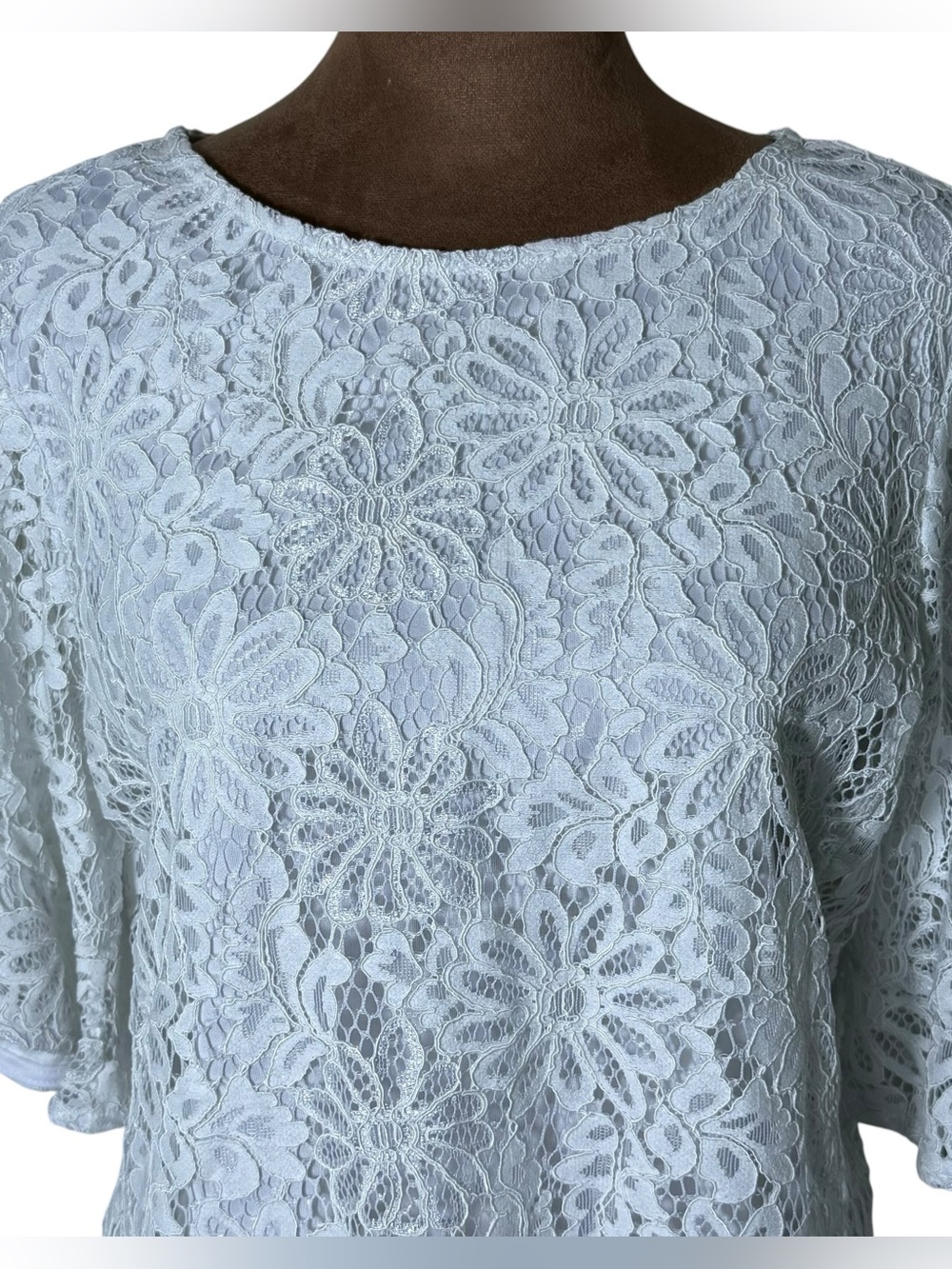 Nanette Lepore White Lace Bell Sleeve Blouse Romantic Boho Crochet Top S - Picture 3 of 10